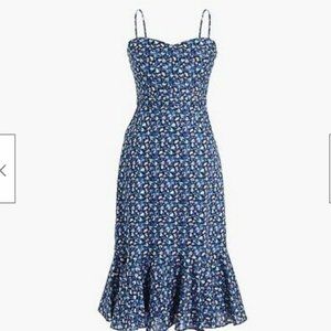 J. CREW Ruffle Midi Dress Liberty Sarah Floral Blue Purple NWOT